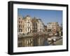 Merchants' Premises with Traditional Gables, by the River, Ghent, Belgium-James Emmerson-Framed Photographic Print