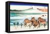 Merchants Travel to Market in View of Mount Fuji-Katsushika Hokusai-Framed Stretched Canvas