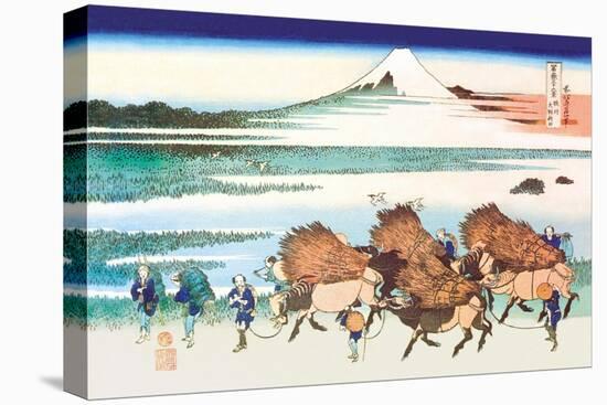 Merchants Travel to Market in View of Mount Fuji-Katsushika Hokusai-Stretched Canvas