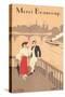 Merci Beaucoup, Art Deco Couple on Seine-null-Stretched Canvas