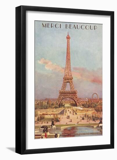 Merci Beaucoup, Eiffel Tower-null-Framed Art Print