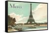 Merci, Eiffel Tower and Seine-null-Framed Stretched Canvas