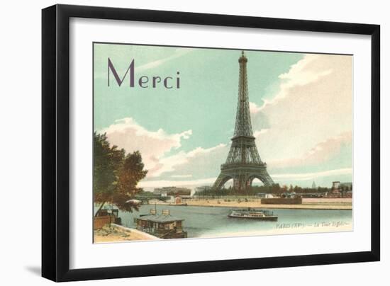 Merci, Eiffel Tower and Seine-null-Framed Art Print