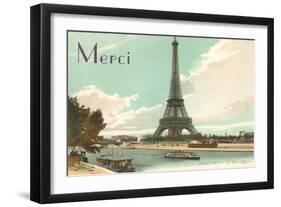 Merci, Eiffel Tower and Seine-null-Framed Art Print