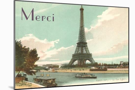 Merci, Eiffel Tower and Seine-null-Mounted Art Print