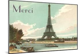 Merci, Eiffel Tower and Seine-null-Mounted Art Print