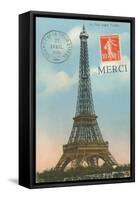 Merci, Eiffel Tower-null-Framed Stretched Canvas