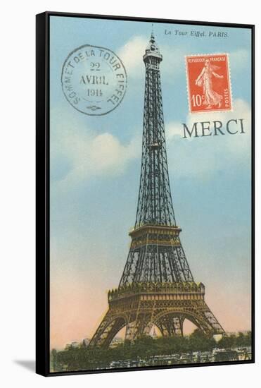 Merci, Eiffel Tower-null-Framed Stretched Canvas