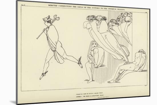 Mercury Conducting the Souls of the Suitors to the Infernal Regions-John Flaxman-Mounted Giclee Print