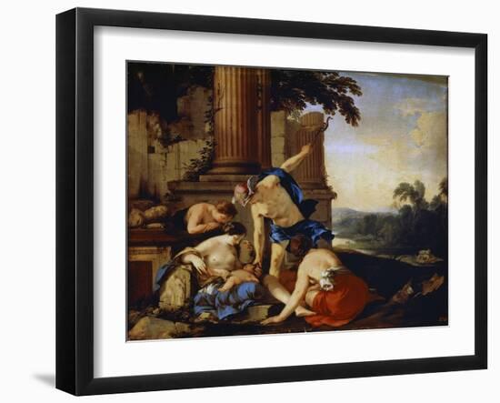 Mercury Giving the Child Bacchus to the Nymphs of Nysa, 1638-Laurent de La Hyre-Framed Giclee Print