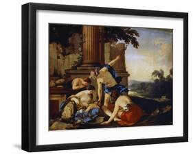 Mercury Giving the Child Bacchus to the Nymphs of Nysa, 1638-Laurent de La Hyre-Framed Giclee Print