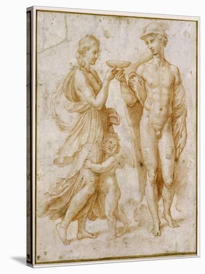 Mercury Offering the Cup of Immortality to Psyche-Raphael-Stretched Canvas