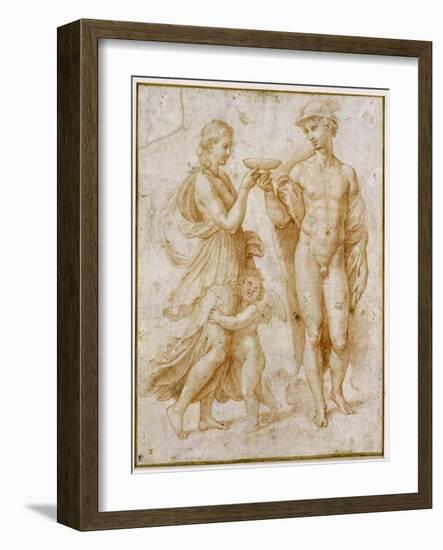 Mercury Offering the Cup of Immortality to Psyche-Raphael-Framed Giclee Print