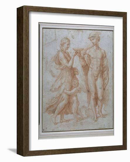 Mercury Offers the Cup of Immortality to Psyche-Giulio Romano-Framed Giclee Print