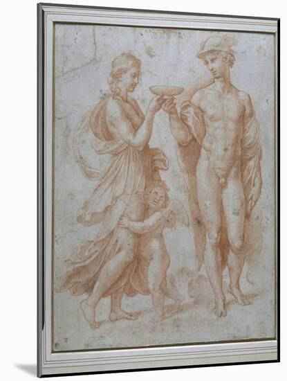 Mercury Offers the Cup of Immortality to Psyche-Giulio Romano-Mounted Giclee Print