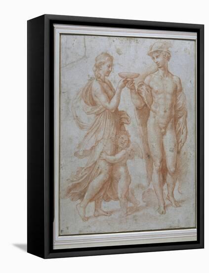 Mercury Offers the Cup of Immortality to Psyche-Giulio Romano-Framed Stretched Canvas