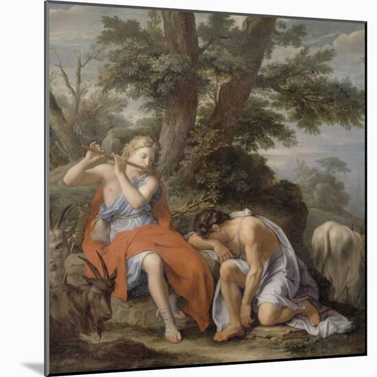 Mercury Playing the Flute to Lull the Shepherd Argus-René Antoine Houasse-Mounted Giclee Print