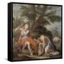 Mercury Playing the Flute to Lull the Shepherd Argus-René Antoine Houasse-Framed Stretched Canvas