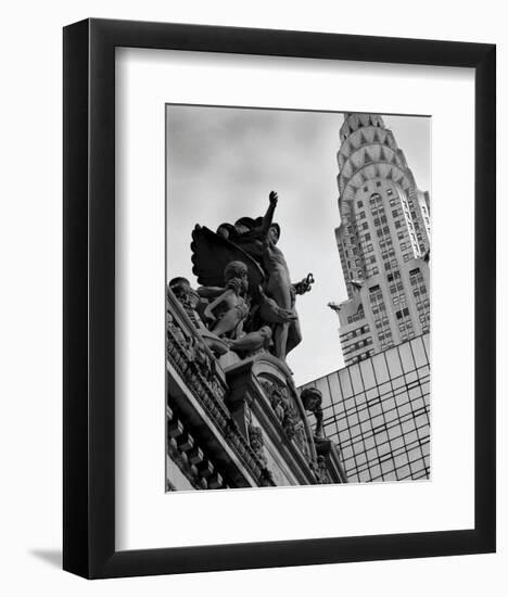 Mercury Statue and Chrysler Building-Chris Bliss-Framed Art Print