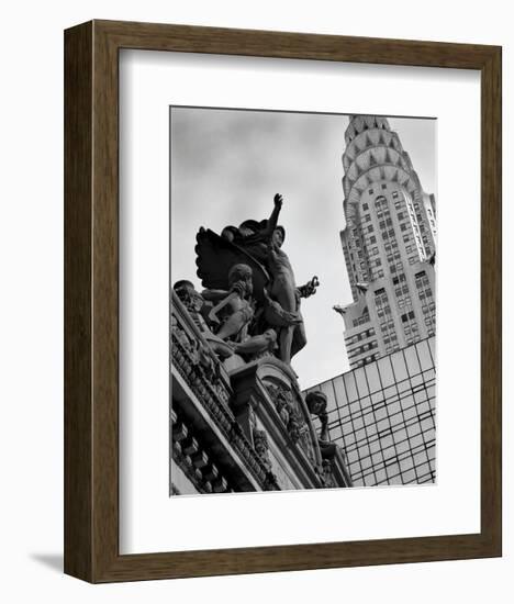 Mercury Statue and Chrysler Building-Chris Bliss-Framed Art Print