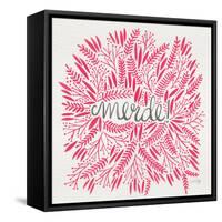 Merde – Pink-Cat Coquillette-Framed Stretched Canvas