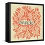 Merde – Red on Yellow-Cat Coquillette-Framed Stretched Canvas