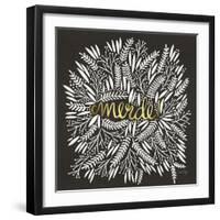 Merde – White on Black-Cat Coquillette-Framed Giclee Print