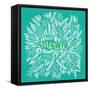 Merde – White on Turquoise-Cat Coquillette-Framed Stretched Canvas