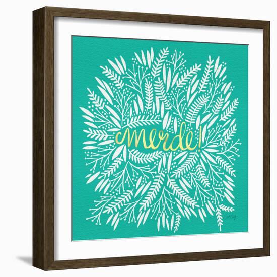 Merde – White on Turquoise-Cat Coquillette-Framed Giclee Print