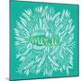 Merde – White on Turquoise-Cat Coquillette-Mounted Giclee Print