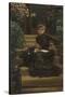 Mère et enfant assis sur le perron d'une maison de campagne-James Tissot-Stretched Canvas