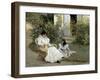 Mère et fille dans un jardin breton-Edouard-Bernard Debat-Ponsan-Framed Giclee Print