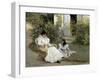 Mère et fille dans un jardin breton-Edouard-Bernard Debat-Ponsan-Framed Giclee Print