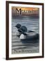 Meredith, New Hampshire - Loons-Lantern Press-Framed Art Print