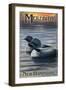 Meredith, New Hampshire - Loons-Lantern Press-Framed Art Print