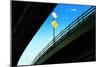 Merge Traffic Sign on Highway Bridge from Low Angle, Bronx, New-Sabine Jacobs-Mounted Photographic Print