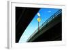 Merge Traffic Sign on Highway Bridge from Low Angle, Bronx, New-Sabine Jacobs-Framed Photographic Print