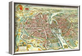 Merian map of Paris 1615-Matheus Merian-Framed Art Print