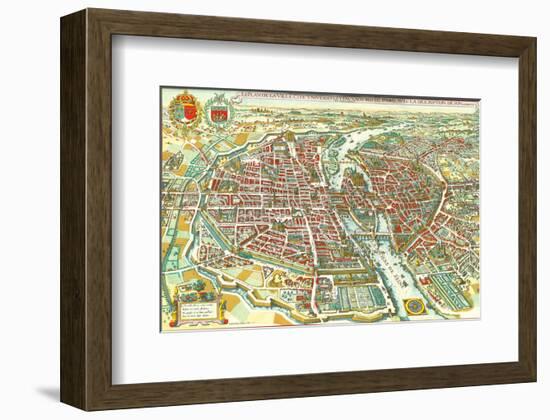 Merian map of Paris 1615-Matheus Merian-Framed Art Print