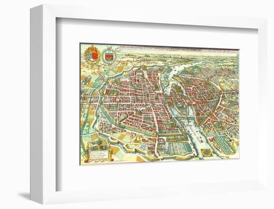 Merian map of Paris 1615-Matheus Merian-Framed Art Print