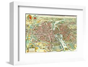 Merian map of Paris 1615-Matheus Merian-Framed Art Print