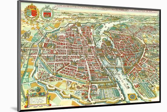 Merian map of Paris 1615-Matheus Merian-Mounted Art Print