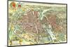 Merian map of Paris 1615-Matheus Merian-Mounted Art Print