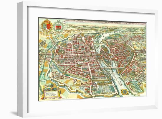 Merian map of Paris 1615-Matheus Merian-Framed Art Print