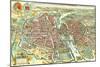 Merian map of Paris 1615-Matheus Merian-Mounted Art Print