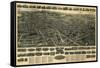 Meriden, Connecticut - Panoramic Map-Lantern Press-Framed Stretched Canvas