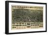 Meriden, Connecticut - Panoramic Map-Lantern Press-Framed Art Print