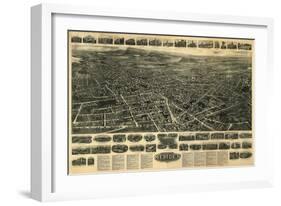 Meriden, Connecticut - Panoramic Map-Lantern Press-Framed Art Print