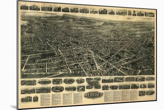 Meriden, Connecticut - Panoramic Map-Lantern Press-Mounted Art Print