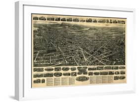 Meriden, Connecticut - Panoramic Map-Lantern Press-Framed Art Print